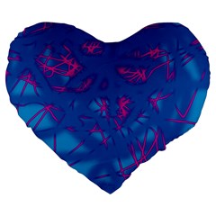 Deep Blue Large 19  Premium Heart Shape Cushions