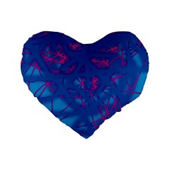 Deep Blue Standard 16  Premium Flano Heart Shape Cushions