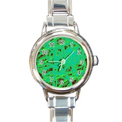 Green Neon Round Italian Charm Watch