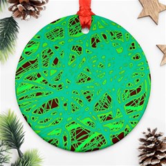 Green Neon Ornament (round)  by Valentinaart