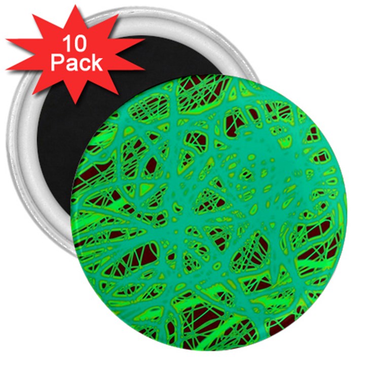 Green neon 3  Magnets (10 pack) 