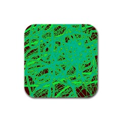 Green Neon Rubber Square Coaster (4 Pack) 