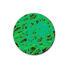 Green Neon Rubber Coaster (round)  by Valentinaart