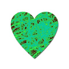 Green Neon Heart Magnet by Valentinaart