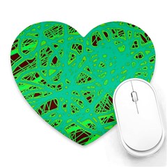 Green Neon Heart Mousepads by Valentinaart