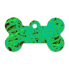 Green Neon Dog Tag Bone (two Sides)