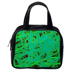 Green Neon Classic Handbags (one Side) by Valentinaart