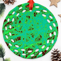 Green Neon Ornament (round Filigree) 