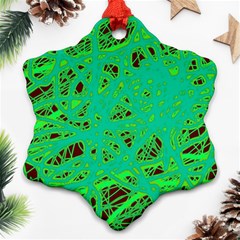 Green Neon Ornament (snowflake)  by Valentinaart