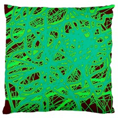 Green Neon Large Flano Cushion Case (two Sides)