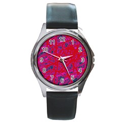 Red Neon Round Metal Watch