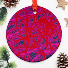 Red Neon Ornament (round)  by Valentinaart