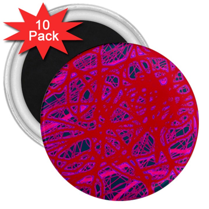 Red neon 3  Magnets (10 pack) 