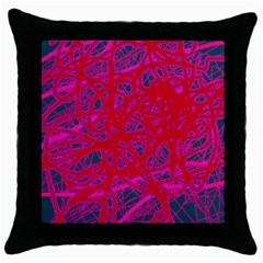 Red Neon Throw Pillow Case (black)