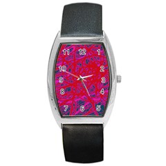 Red Neon Barrel Style Metal Watch