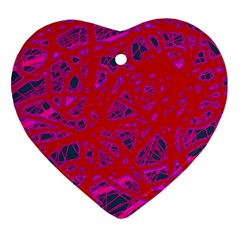 Red Neon Heart Ornament (2 Sides) by Valentinaart