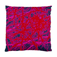 Red Neon Standard Cushion Case (one Side) by Valentinaart