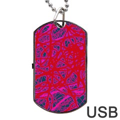 Red Neon Dog Tag Usb Flash (one Side)