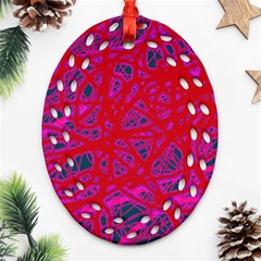 Red Neon Ornament (oval Filigree)  by Valentinaart