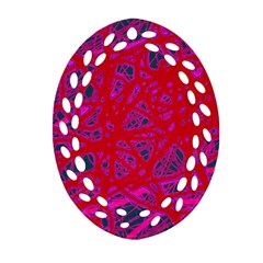 Red Neon Oval Filigree Ornament (2-side)  by Valentinaart