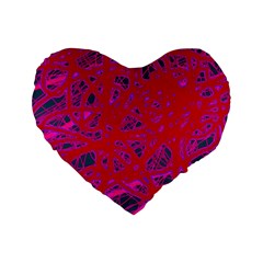 Red Neon Standard 16  Premium Heart Shape Cushions by Valentinaart