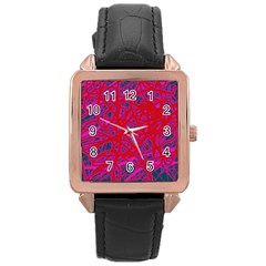 Red Neon Rose Gold Leather Watch 