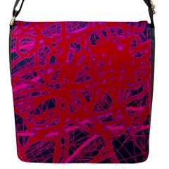 Red Neon Flap Messenger Bag (s) by Valentinaart