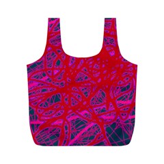 Red Neon Full Print Recycle Bags (m)  by Valentinaart