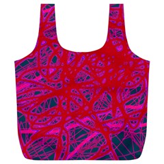 Red Neon Full Print Recycle Bags (l)  by Valentinaart