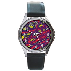 Abstract High Art Round Metal Watch