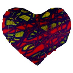 Abstract High Art Large 19  Premium Heart Shape Cushions