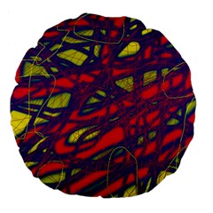 Abstract High Art Large 18  Premium Flano Round Cushions