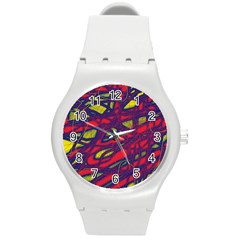 Abstract High Art Round Plastic Sport Watch (m)