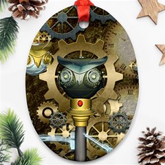 Steampunk, Awesome Owls With Clocks And Gears Ornament (oval) 