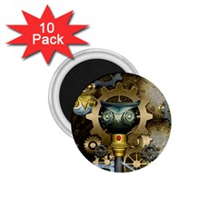 Steampunk, Awesome Owls With Clocks And Gears 1 75  Magnets (10 Pack)  by FantasyWorld7