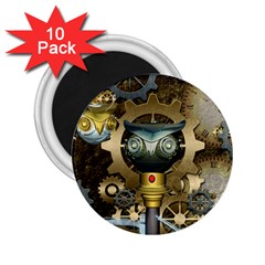 Steampunk, Awesome Owls With Clocks And Gears 2 25  Magnets (10 Pack) 