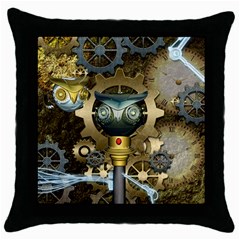 Steampunk, Awesome Owls With Clocks And Gears Throw Pillow Case (black)