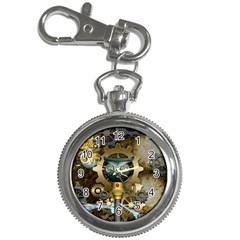 Steampunk, Awesome Owls With Clocks And Gears Key Chain Watches