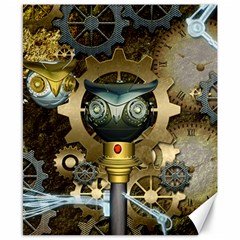 Steampunk, Awesome Owls With Clocks And Gears Canvas 8  X 10 