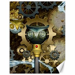 Steampunk, Awesome Owls With Clocks And Gears Canvas 12  X 16  