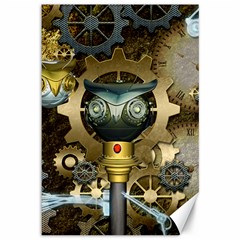 Steampunk, Awesome Owls With Clocks And Gears Canvas 12  X 18  