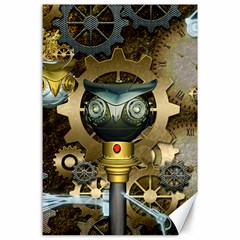 Steampunk, Awesome Owls With Clocks And Gears Canvas 24  X 36  by FantasyWorld7