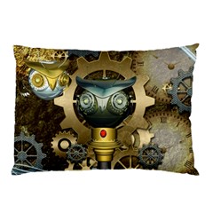 Steampunk, Awesome Owls With Clocks And Gears Pillow Case