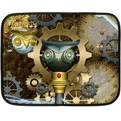 Steampunk, Awesome Owls With Clocks And Gears Double Sided Fleece Blanket (mini)  by FantasyWorld7