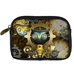 Steampunk, Awesome Owls With Clocks And Gears Digital Camera Cases