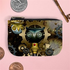 Steampunk, Awesome Owls With Clocks And Gears Mini Coin Purses