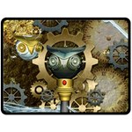 Steampunk, Awesome Owls With Clocks And Gears Fleece Blanket (Large)  80 x60  Blanket Front