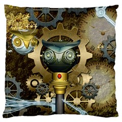 Steampunk, Awesome Owls With Clocks And Gears Large Cushion Case (one Side)