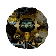 Steampunk, Awesome Owls With Clocks And Gears Standard 15  Premium Round Cushions