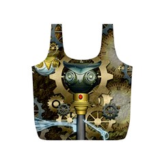 Steampunk, Awesome Owls With Clocks And Gears Full Print Recycle Bags (s) 